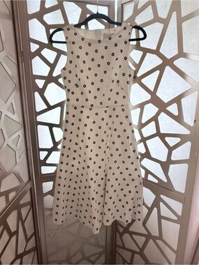 LK Bennett White Midi Dress with Black Polka Dots NWT